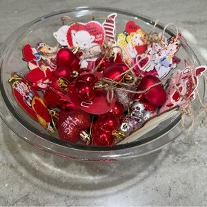 Festive Red and Silver Heart Decorations